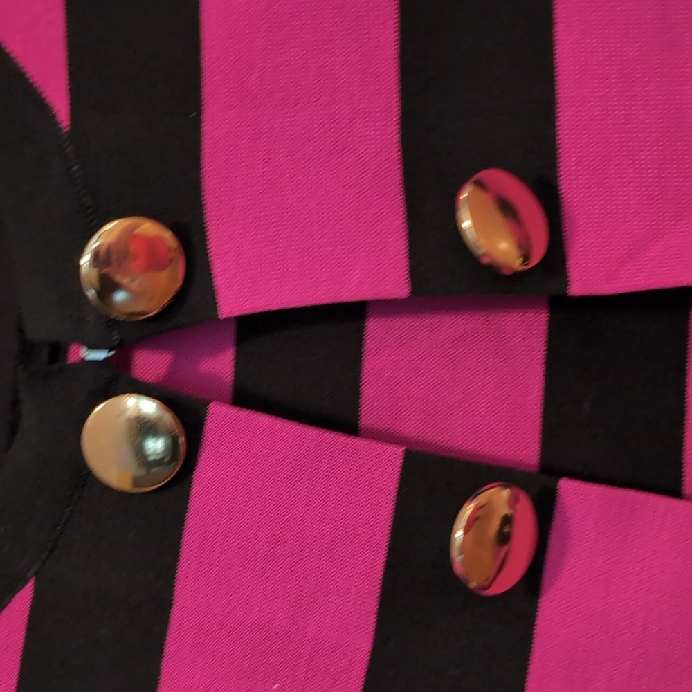 Ming Wang Pink and Black Striped Blazer - Picture 3 of 5